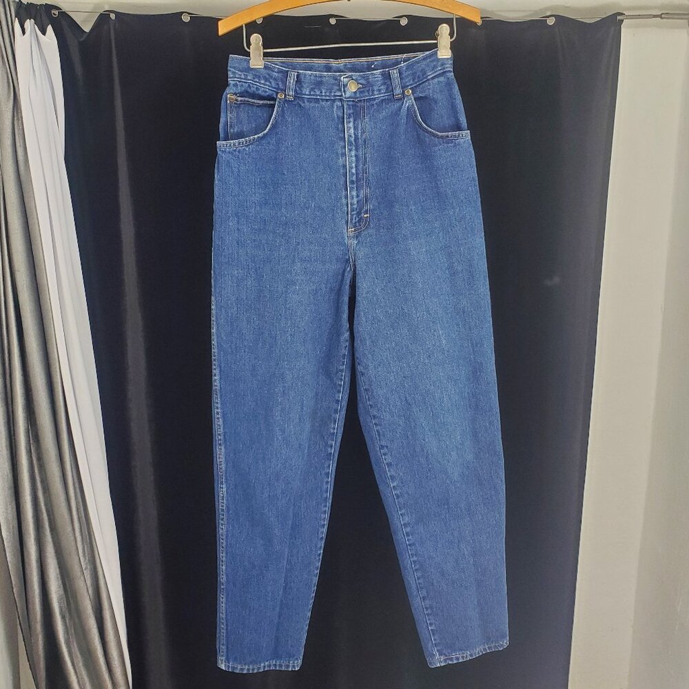 Vtg Charlies Angel Cheryl Tiegs Hi-Waist Mom Jeans sz 12 Tapered Leg Fit 27.5/29